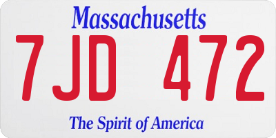 MA license plate 7JD472
