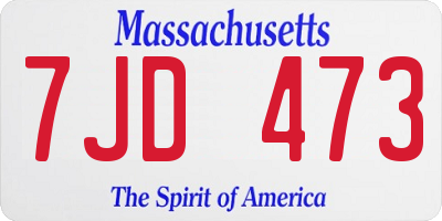 MA license plate 7JD473