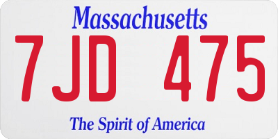 MA license plate 7JD475
