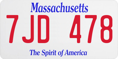 MA license plate 7JD478
