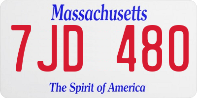 MA license plate 7JD480