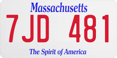 MA license plate 7JD481