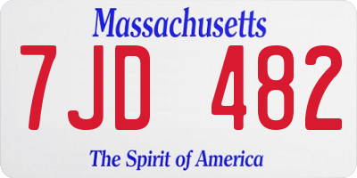MA license plate 7JD482