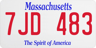 MA license plate 7JD483