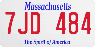 MA license plate 7JD484
