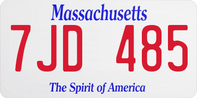 MA license plate 7JD485