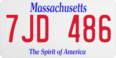 MA license plate 7JD486