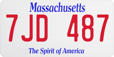 MA license plate 7JD487