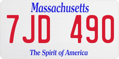 MA license plate 7JD490