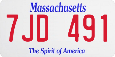 MA license plate 7JD491