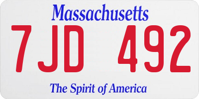 MA license plate 7JD492