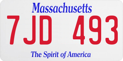 MA license plate 7JD493