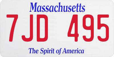 MA license plate 7JD495