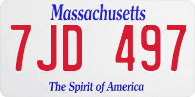 MA license plate 7JD497