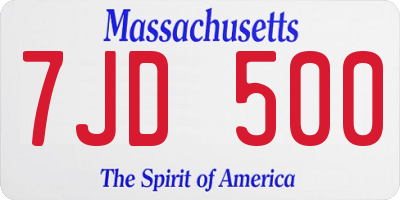 MA license plate 7JD500