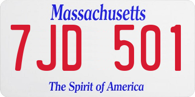 MA license plate 7JD501
