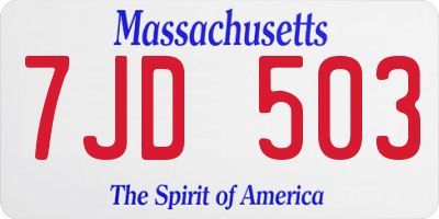 MA license plate 7JD503