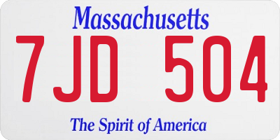 MA license plate 7JD504