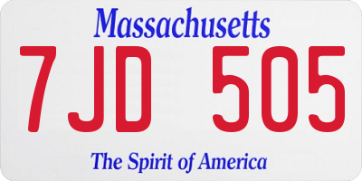 MA license plate 7JD505