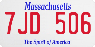 MA license plate 7JD506