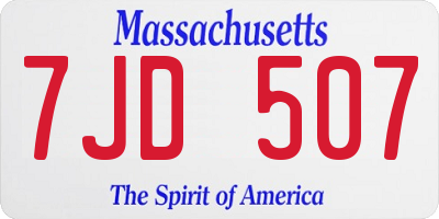 MA license plate 7JD507