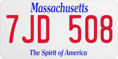 MA license plate 7JD508