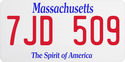 MA license plate 7JD509