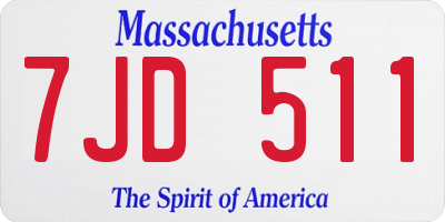 MA license plate 7JD511