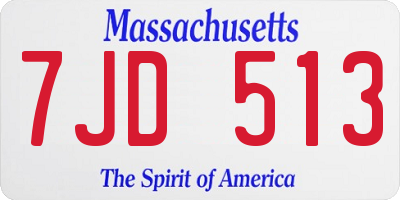MA license plate 7JD513