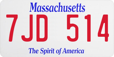 MA license plate 7JD514