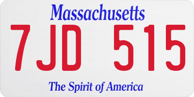 MA license plate 7JD515