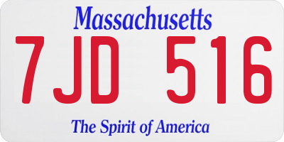 MA license plate 7JD516