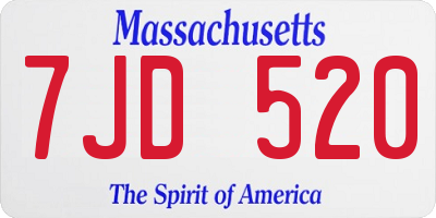 MA license plate 7JD520