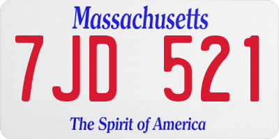 MA license plate 7JD521
