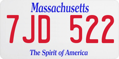 MA license plate 7JD522