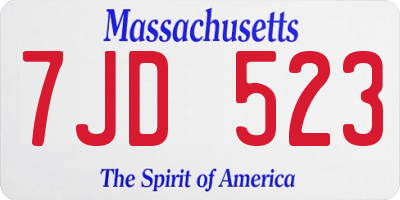 MA license plate 7JD523