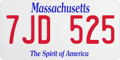 MA license plate 7JD525