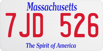 MA license plate 7JD526