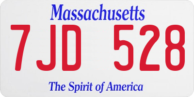 MA license plate 7JD528