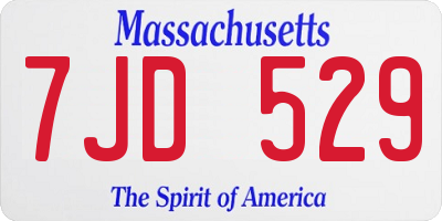 MA license plate 7JD529