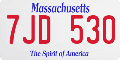 MA license plate 7JD530