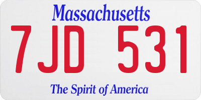 MA license plate 7JD531