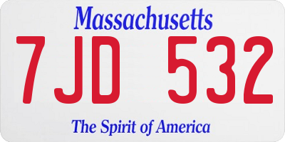 MA license plate 7JD532