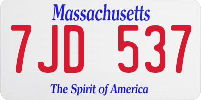 MA license plate 7JD537
