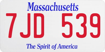 MA license plate 7JD539