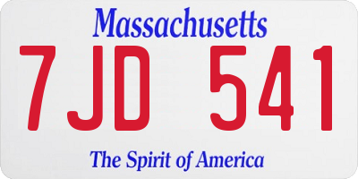 MA license plate 7JD541