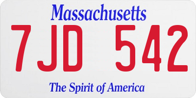 MA license plate 7JD542