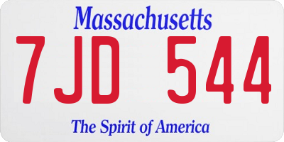 MA license plate 7JD544