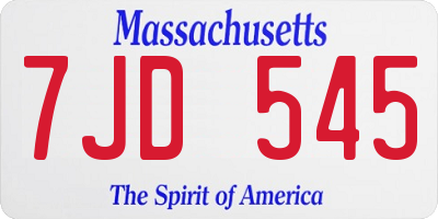 MA license plate 7JD545