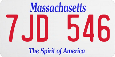 MA license plate 7JD546